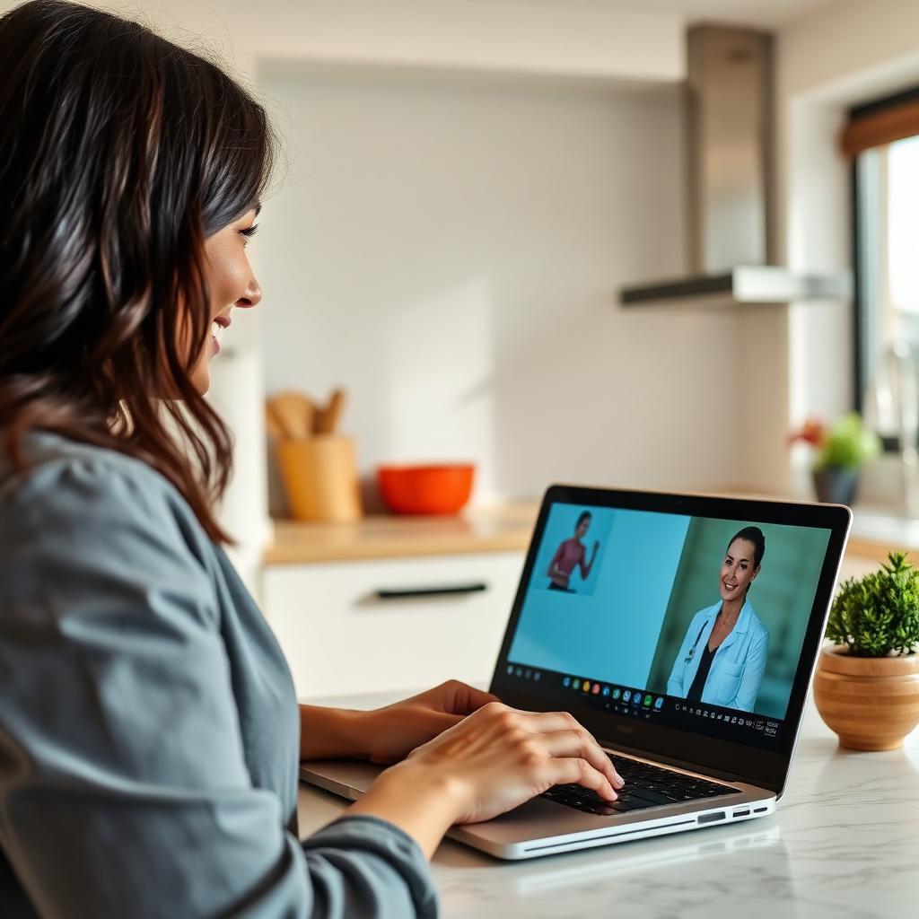 Woman on a virtual doctor visit for Sesame Care weight loss